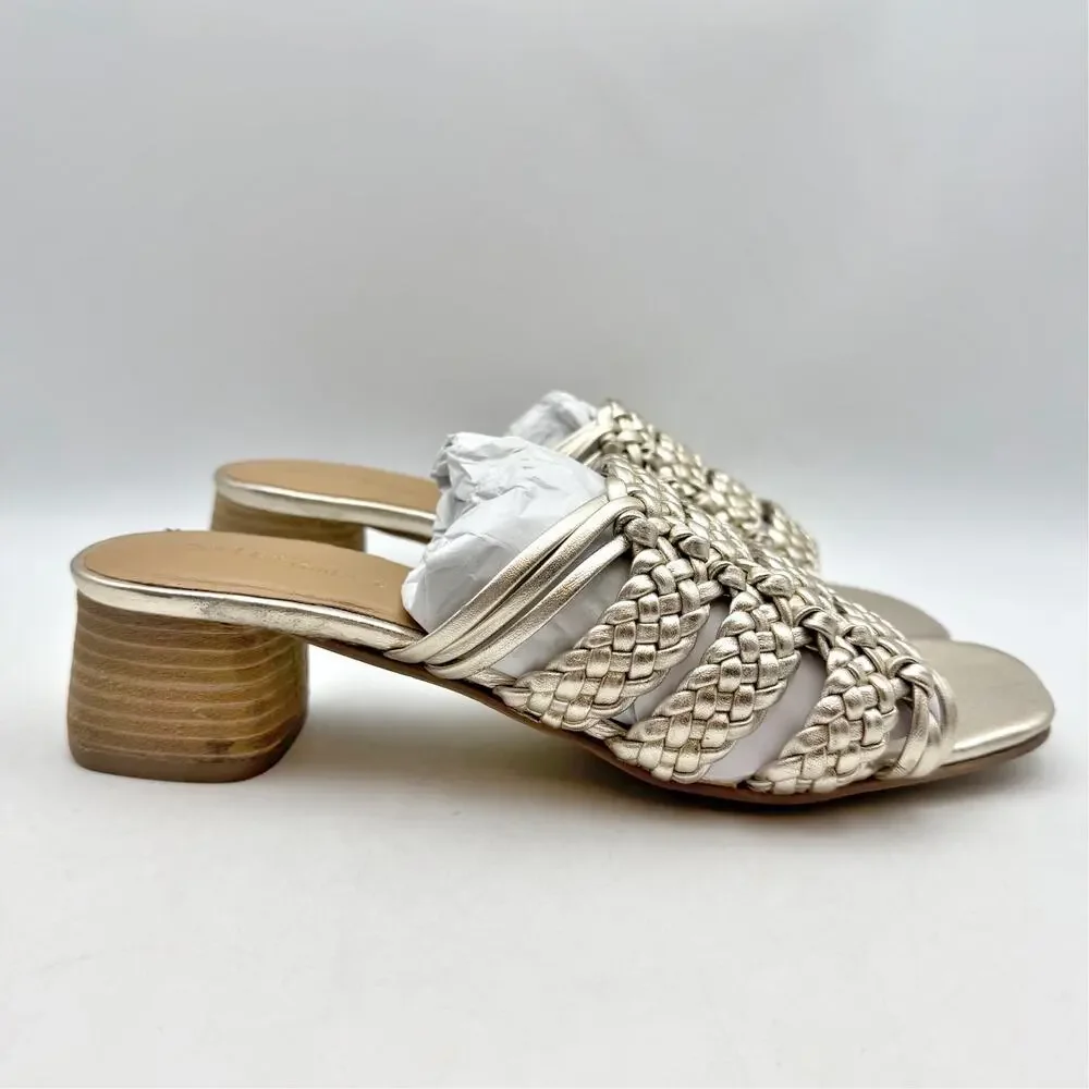 Salt + Umber Womens Riviera Braided Slide Heel Sandals EU 39 US 8 Gold EUC